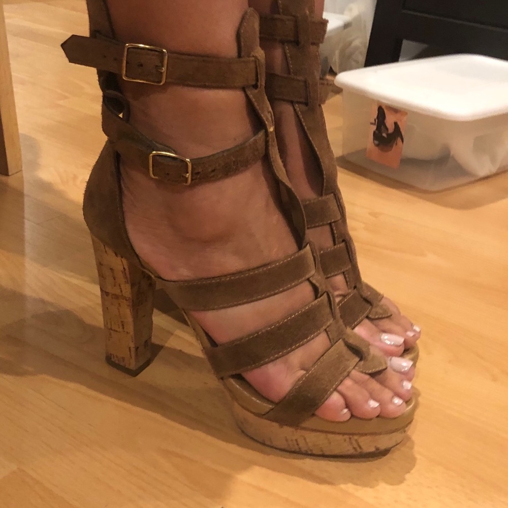 Chloe Cages Gladiator cork and suede sandals